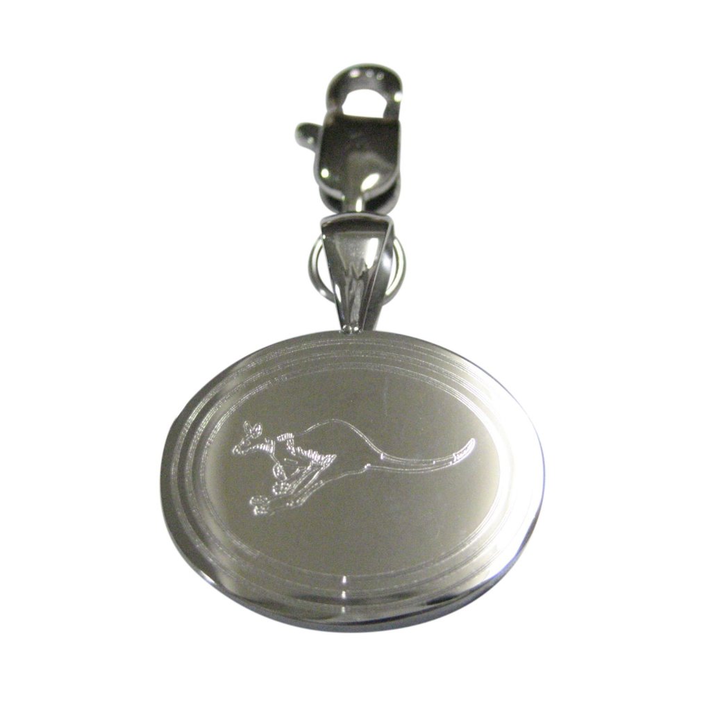 Oval Leaping Kangaroo Pendant Zipper Pull Charm